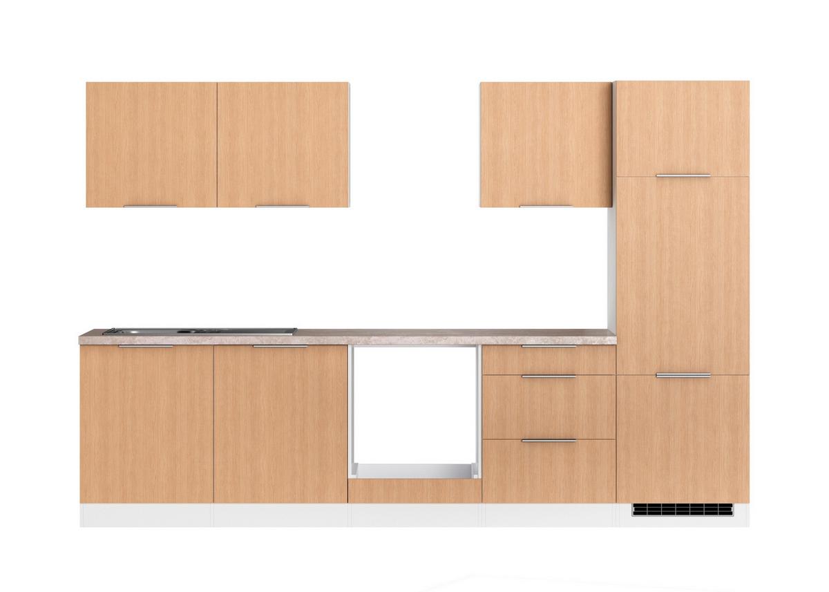 Küchenleerblock Glasgow o. Geräte Weiß/Eichefarben - Eichefarben/Beige, LIFESTYLE, Holzwerkstoff/Metall (300cm) - Held