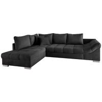 Wohnlandschaft Alvito Schwarz Nylon/Mikrofaser - Silberfarben/Schwarz, Design, Holz/Textil (202/298cm) - MID.YOU