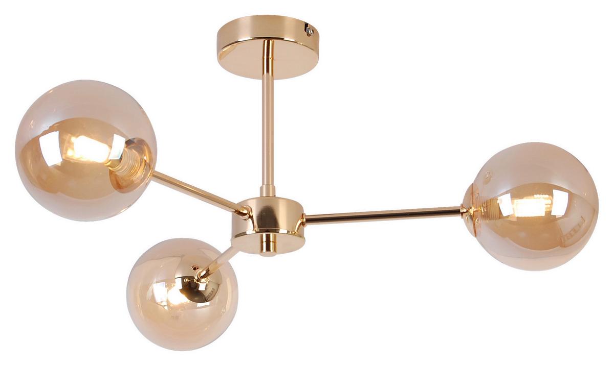 LAMPA SUFITOWA AMBER - kolor bursztynowy, Trend, metal/szkło (62/62/25cm) - Novel