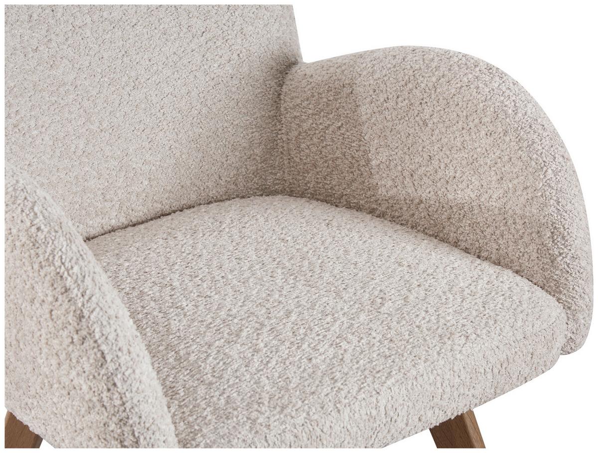 KRZESŁO Z PODŁOKIETNIKAMI LYDIA - kolor dębowy/beżowy, Modern, metal/tkanina (57/85/63cm) - MID.YOU