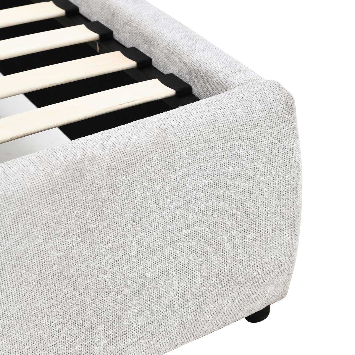 Oblazinjena Postelja Embrace, Svetlo Siva, 160x200 - črna/barve hrasta, Moderno, kovina/umetna masa (160/200cm) - Bessagi Home