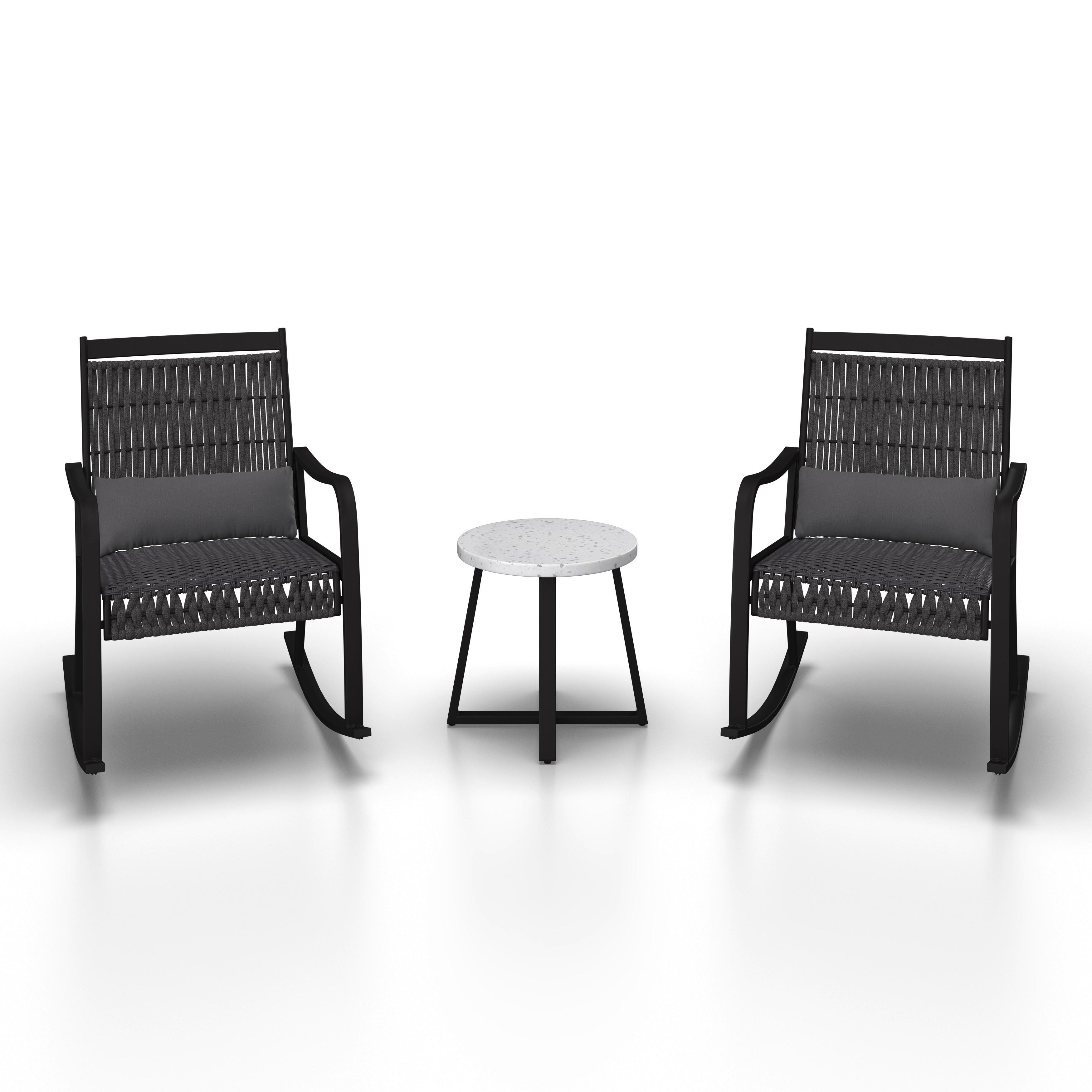 Balkonset Mathilda Dunkelgr. Metall/Outdoorstoff +Abdeckung - Dunkelgrau/Schwarz, MODERN, Kunststoff/Textil - Bessagi Garden