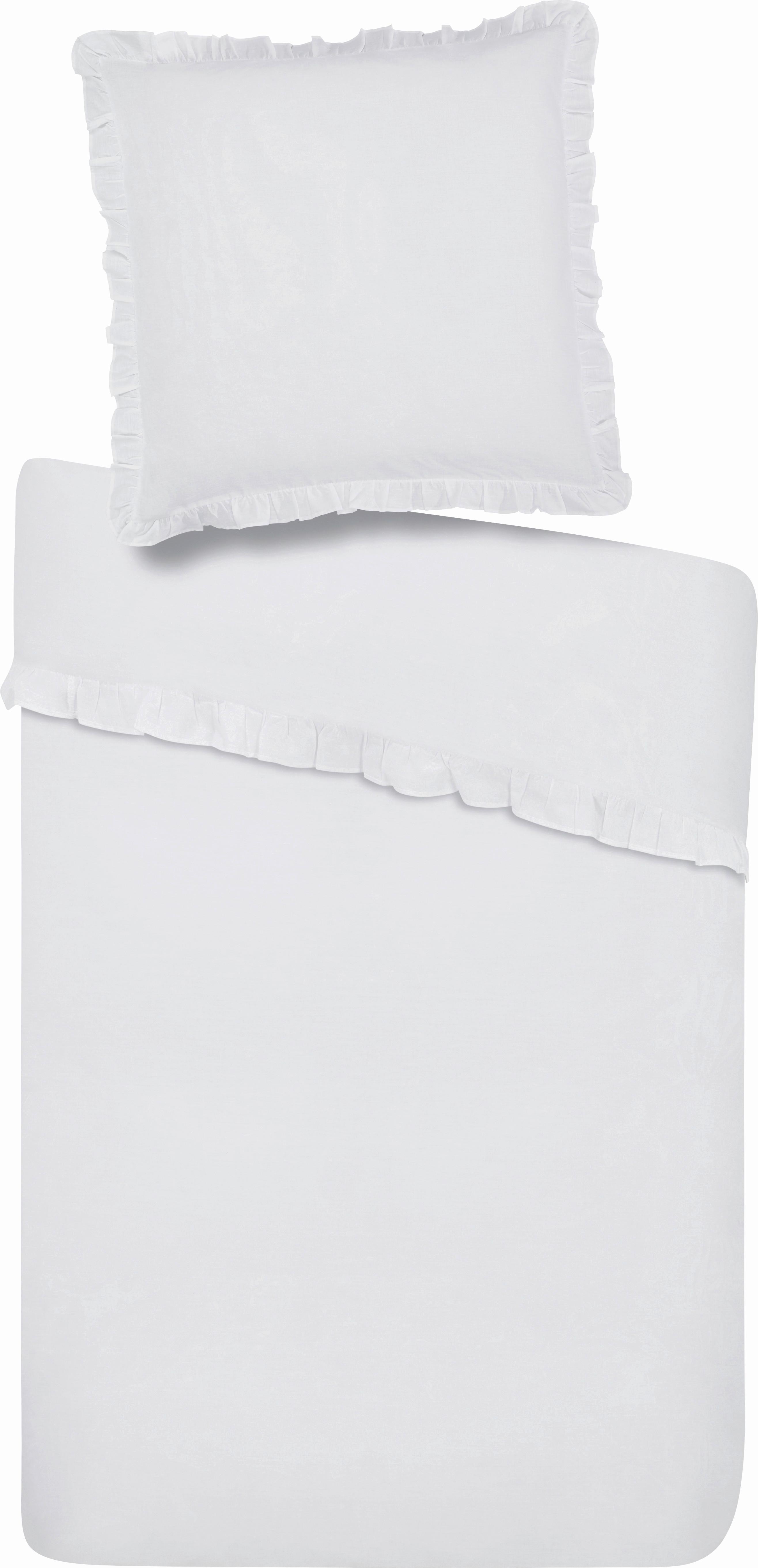 Bettwäsche Rüschen Weiß ca. 135x200cm - Weiß, ROMANTIK / LANDHAUS, Textil (135/200cm) - Zandiara