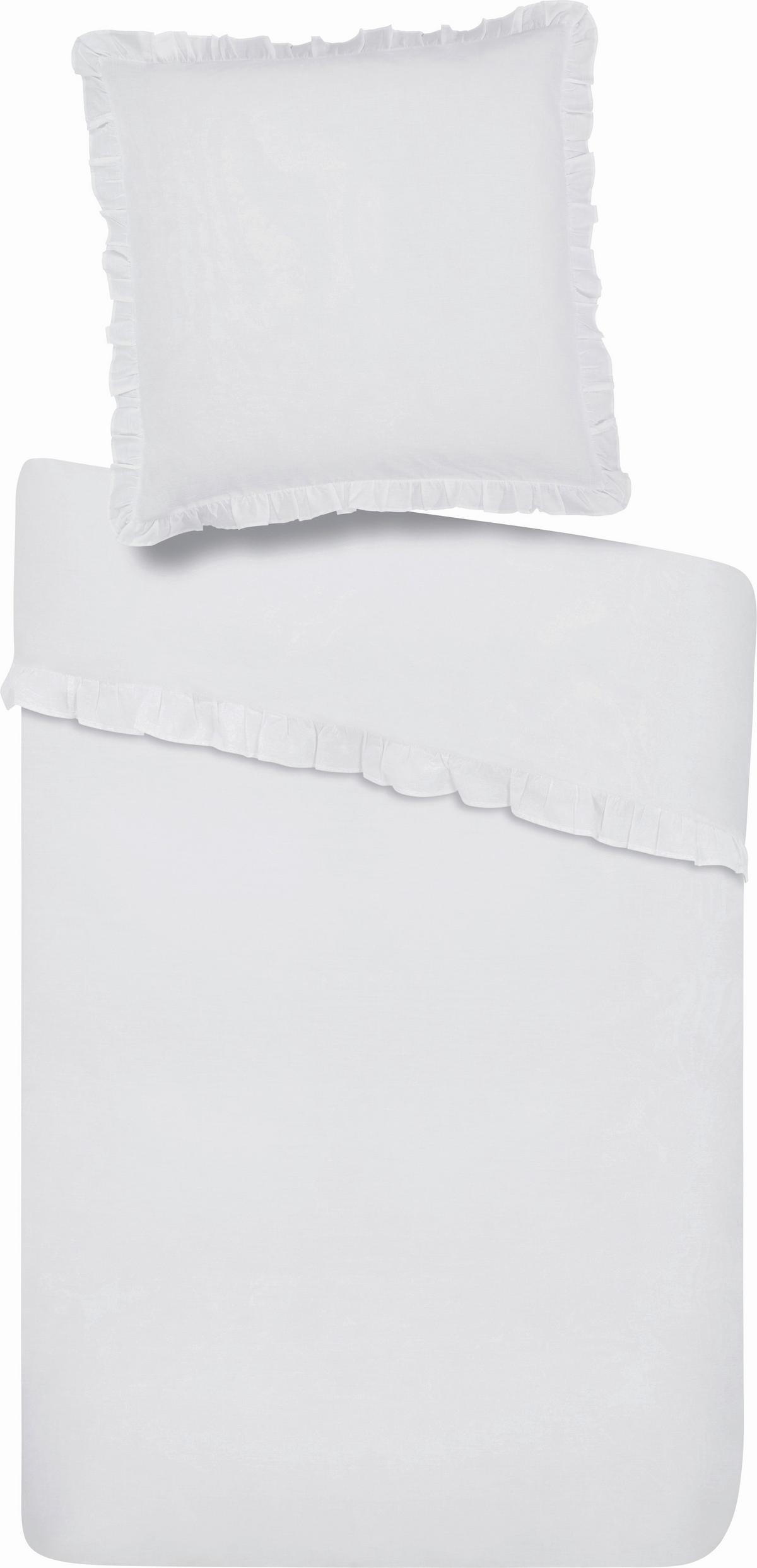 Bettwäsche Rüschen Weiß ca. 135x200cm - Weiß, ROMANTIK / LANDHAUS, Textil (135/200cm) - Zandiara