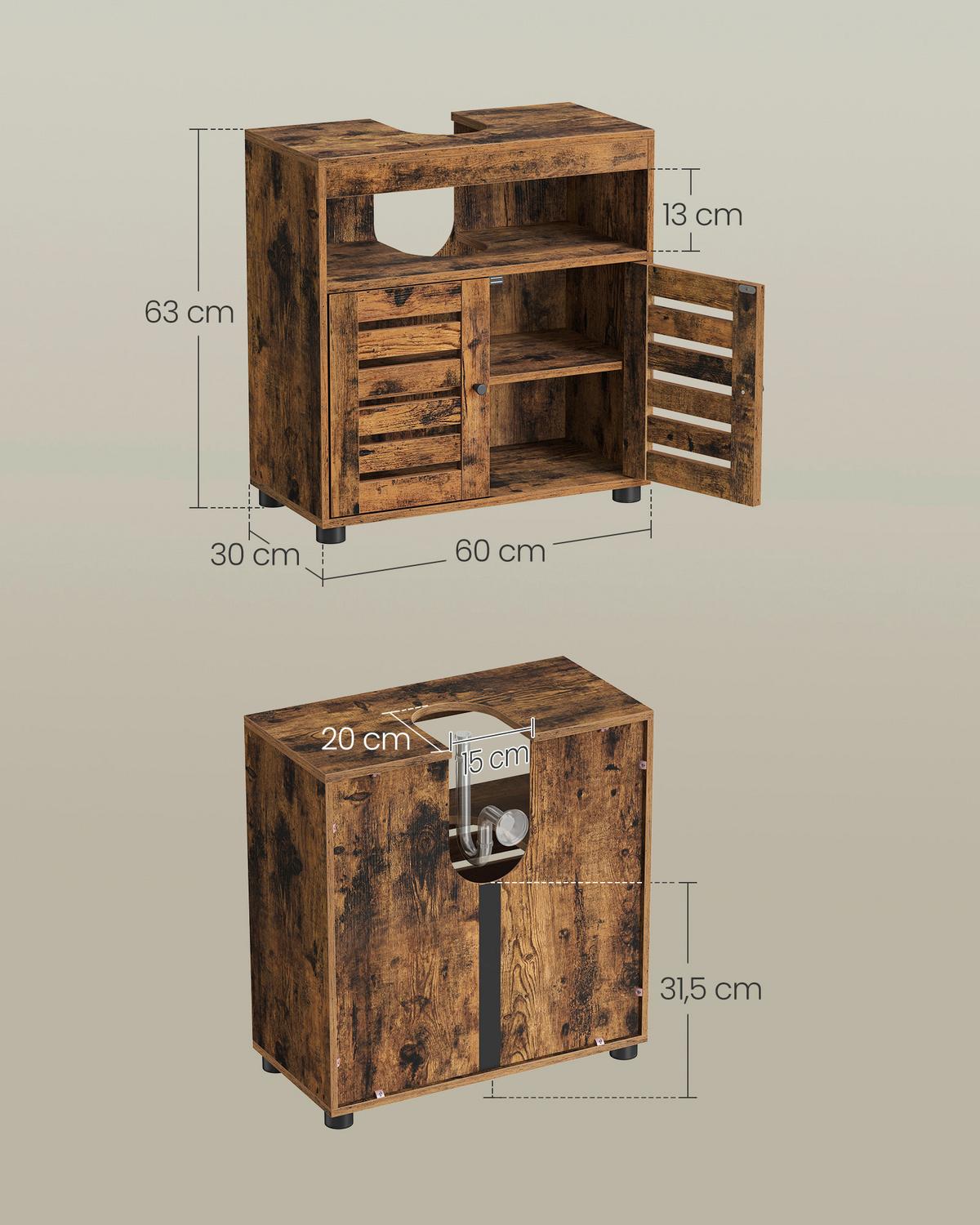 WASCHBECKENUNTERSCHRANK BBK04BXV1 - Schwarz/Braun, Trend, Holzwerkstoff/Kunststoff (60/63/30cm) - MID.YOU
