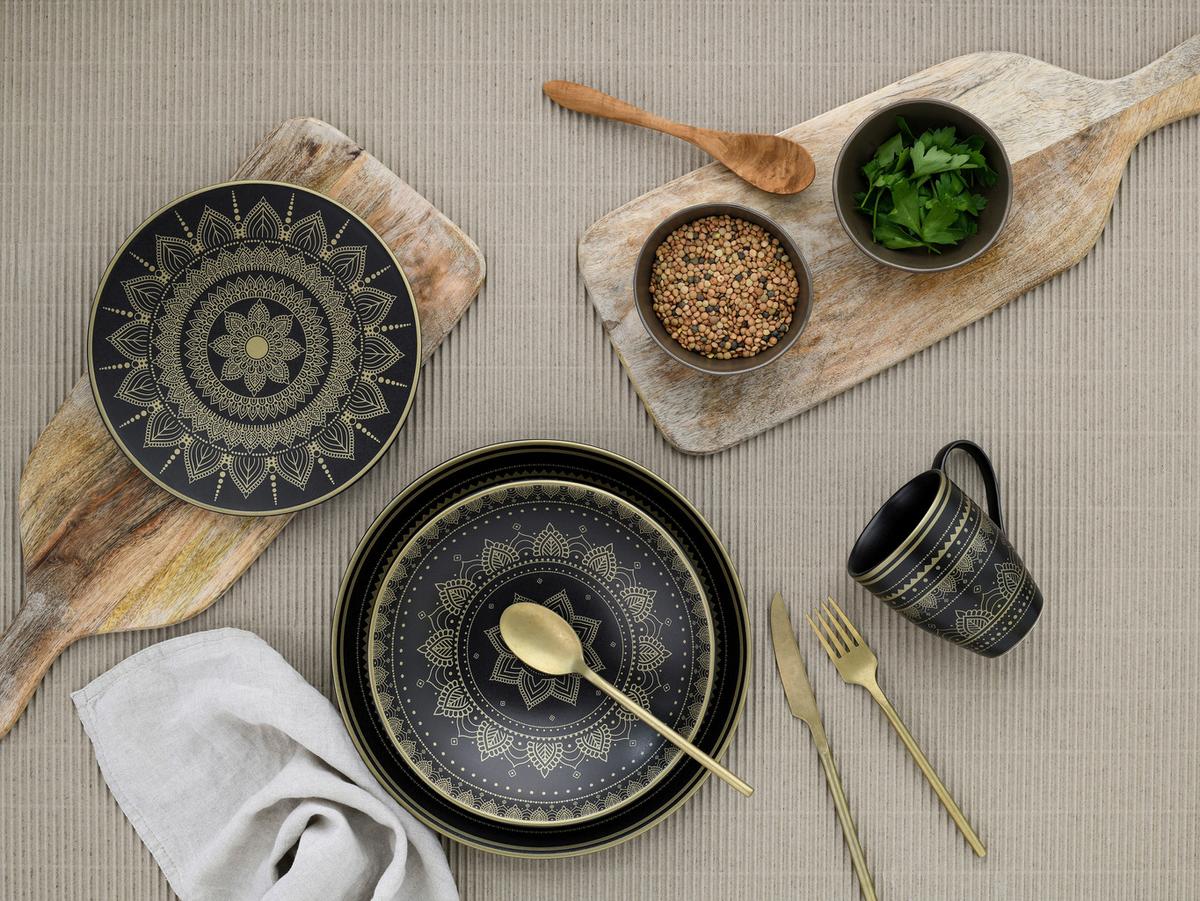 Kombinirani Servis Mandala, 16-Delni - zlate barve/črna, keramika - Creatable