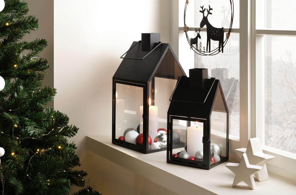 Felinar Nuovo - negru, Modern, sticlă/metal (16/33/16cm) - Premium Living