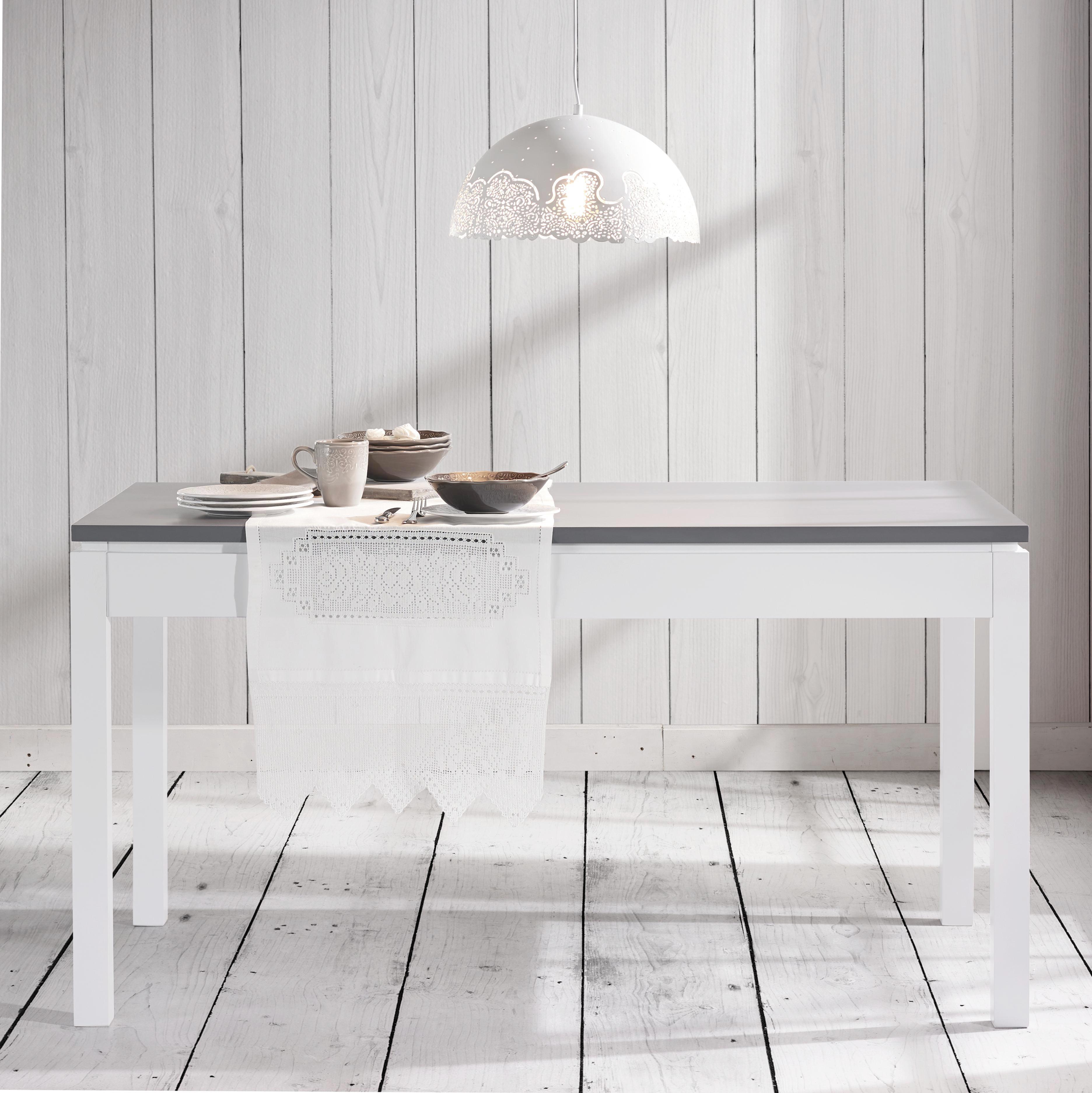 Esstisch in Weiß/Grau ca.150x80cm 'Liana' - Weiß/Grau, MODERN, Holz (150/80/79,5cm) - Bessagi Home