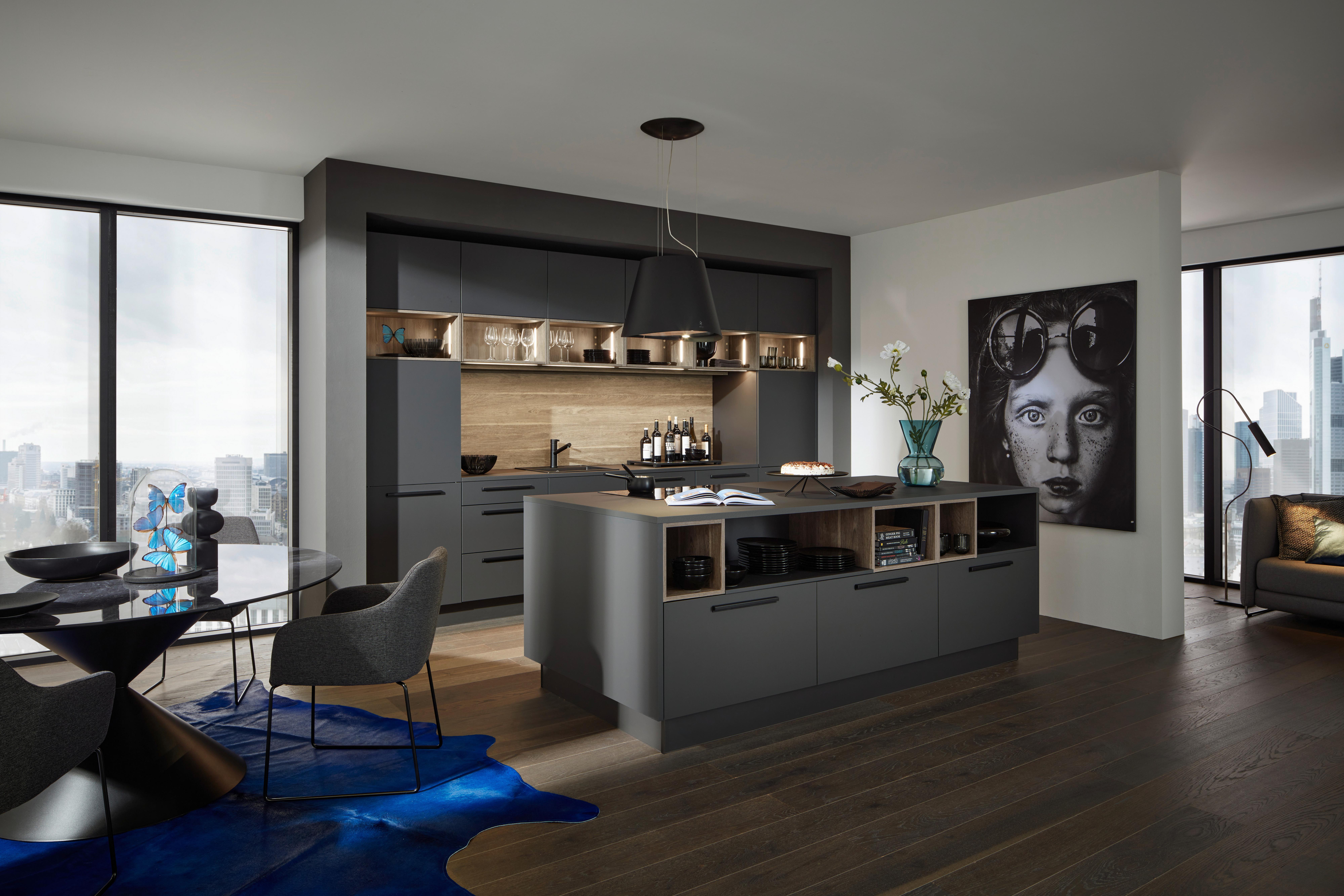 Einbauküche Perfect Plus in Silberfarben / Eichefarben - Eichefarben/Silberfarben, MODERN, Holzwerkstoff - Nolte Küchen