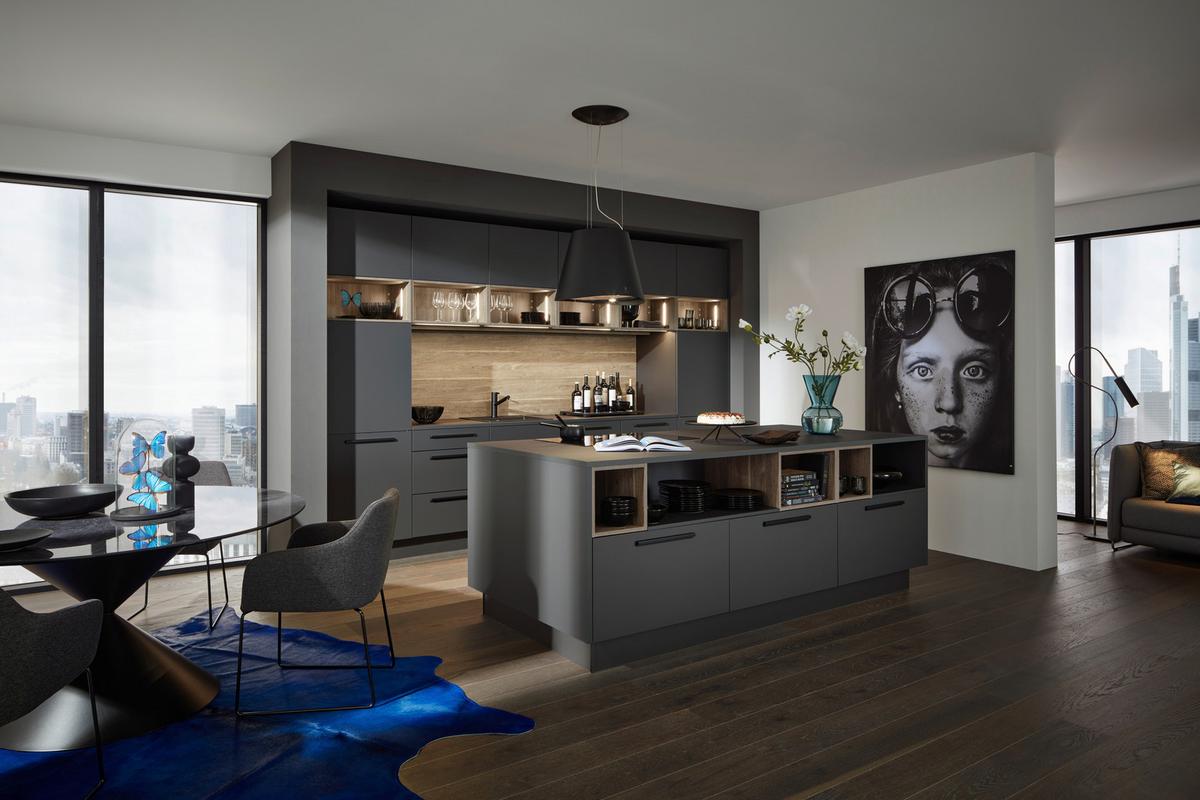 Einbauküche Perfect Plus in Silberfarben / Eichefarben - Eichefarben/Silberfarben, MODERN, Holzwerkstoff - Nolte Küchen