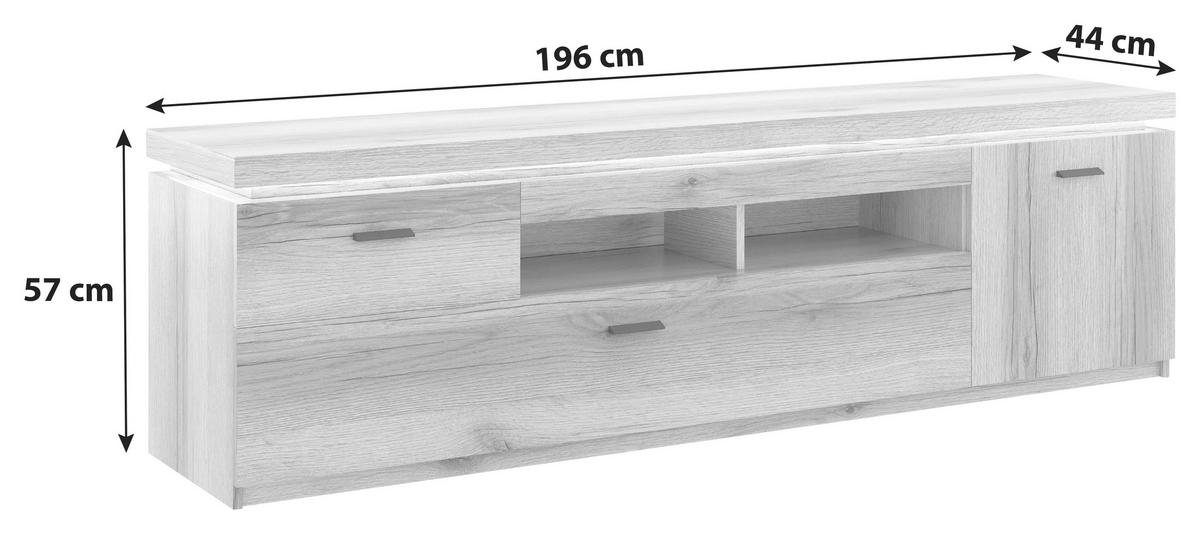 Tv-element Vancouver, Barva Hrasta, Led - barve hrasta/antracit, Moderno, kovina/leseni material (196/57/44cm) - Mömax