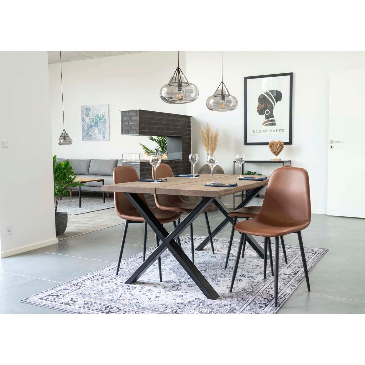 Stuhl-Set Stockholm 2er-Set Cognac/Schwarz - Cognac/Schwarz, MODERN, Textil/Metall (44/86/54cm) - MID.YOU
