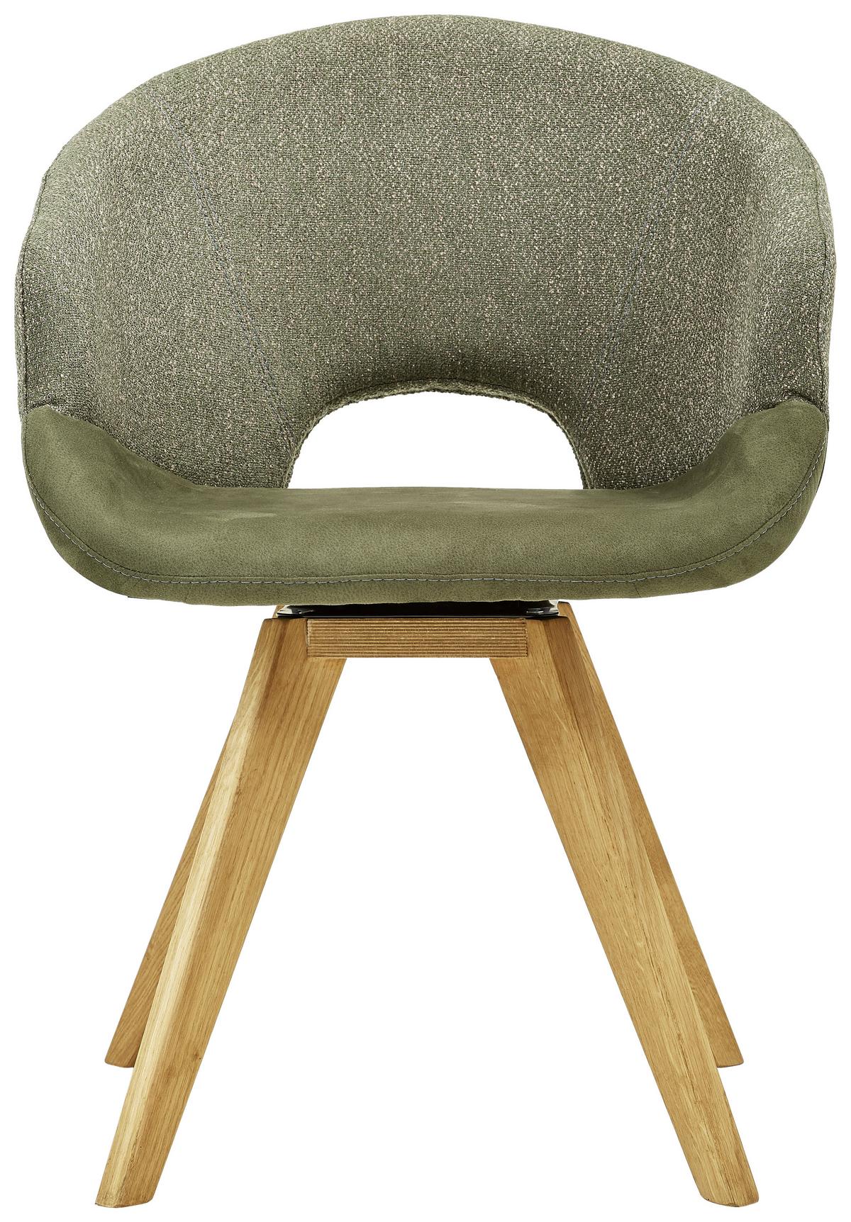 KRZESŁO Z PODŁOKIETNIKAMI RINCON - kolor dębowy/kremowy, Design, tkanina/drewno (58/83/59cm) - Linea Natura