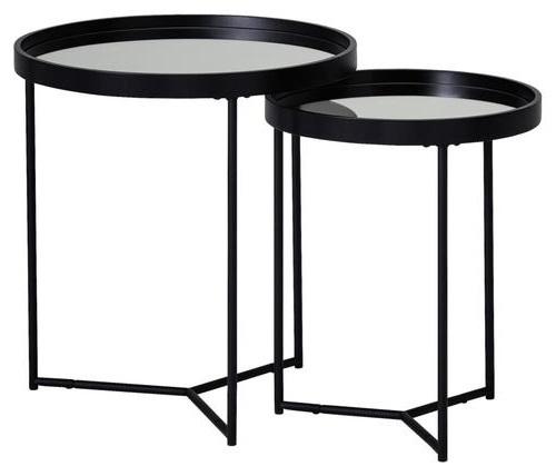 Beistelltischset "WL6.006", 2-er Set, schwarz - Schwarz, Design, Glas/Metall (45,5/45,5/50,5cm) - MID.YOU