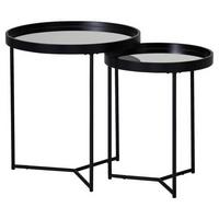 Beistelltischset "WL6.006", 2-er Set, schwarz - Schwarz, Design, Glas/Metall (45,5/45,5/50,5cm) - MID.YOU