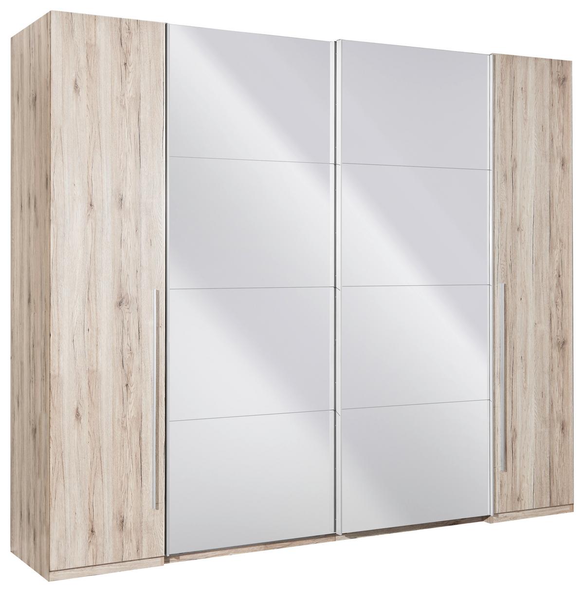 Garderobna Omara Match 2, Barva Hrasta, 270 Cm - barve aluminija/hrast san remo, Konvencionalno, umetna masa/steklo (270/225/61cm) - Modern Living