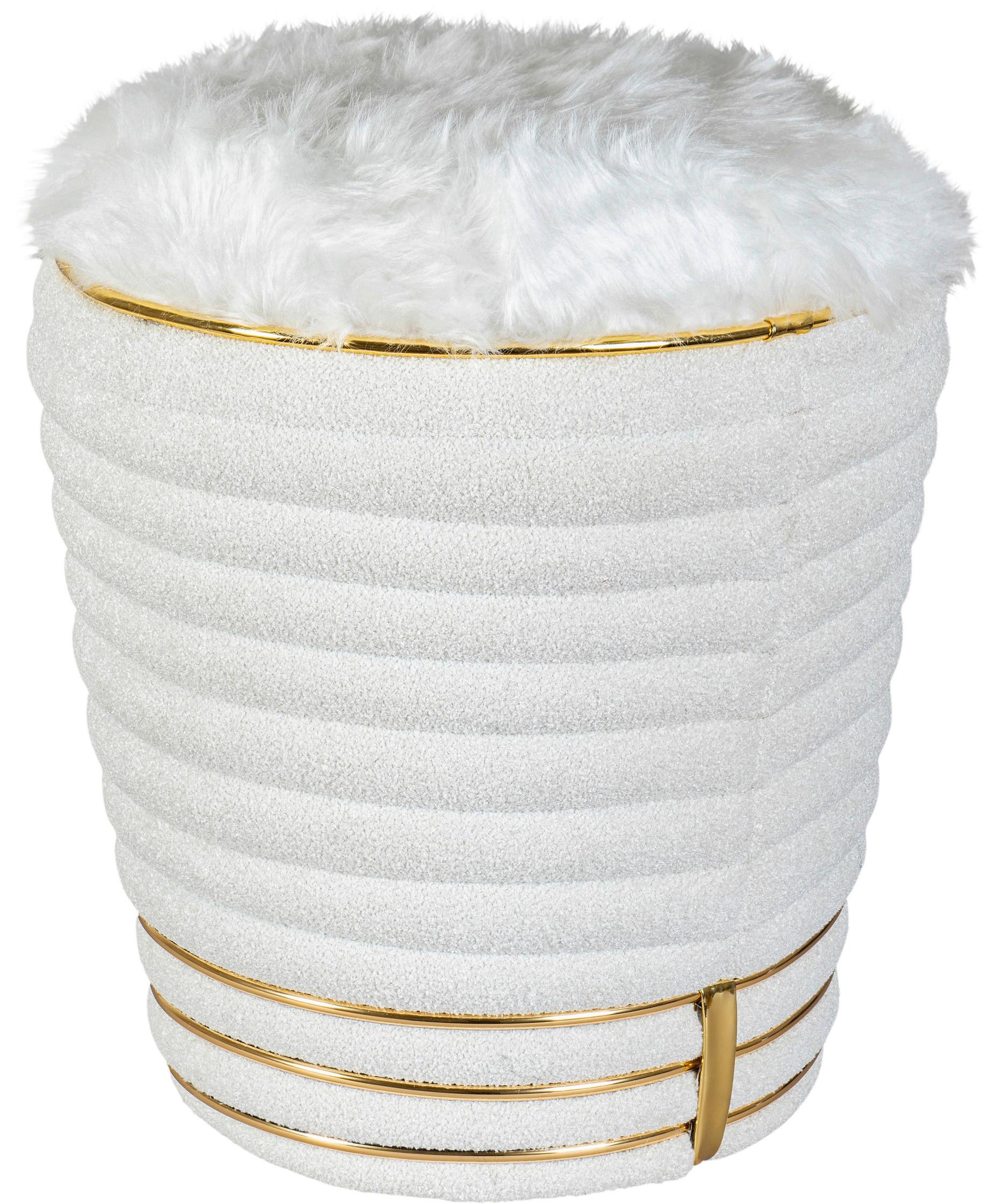 HOCKER DORIC 335 - Weiss/Goldfarben, Design, Textil (42/50cm) - Kayoom