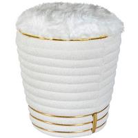 HOCKER DORIC 335 - Weiss/Goldfarben, Design, Textil (42/50cm) - Kayoom