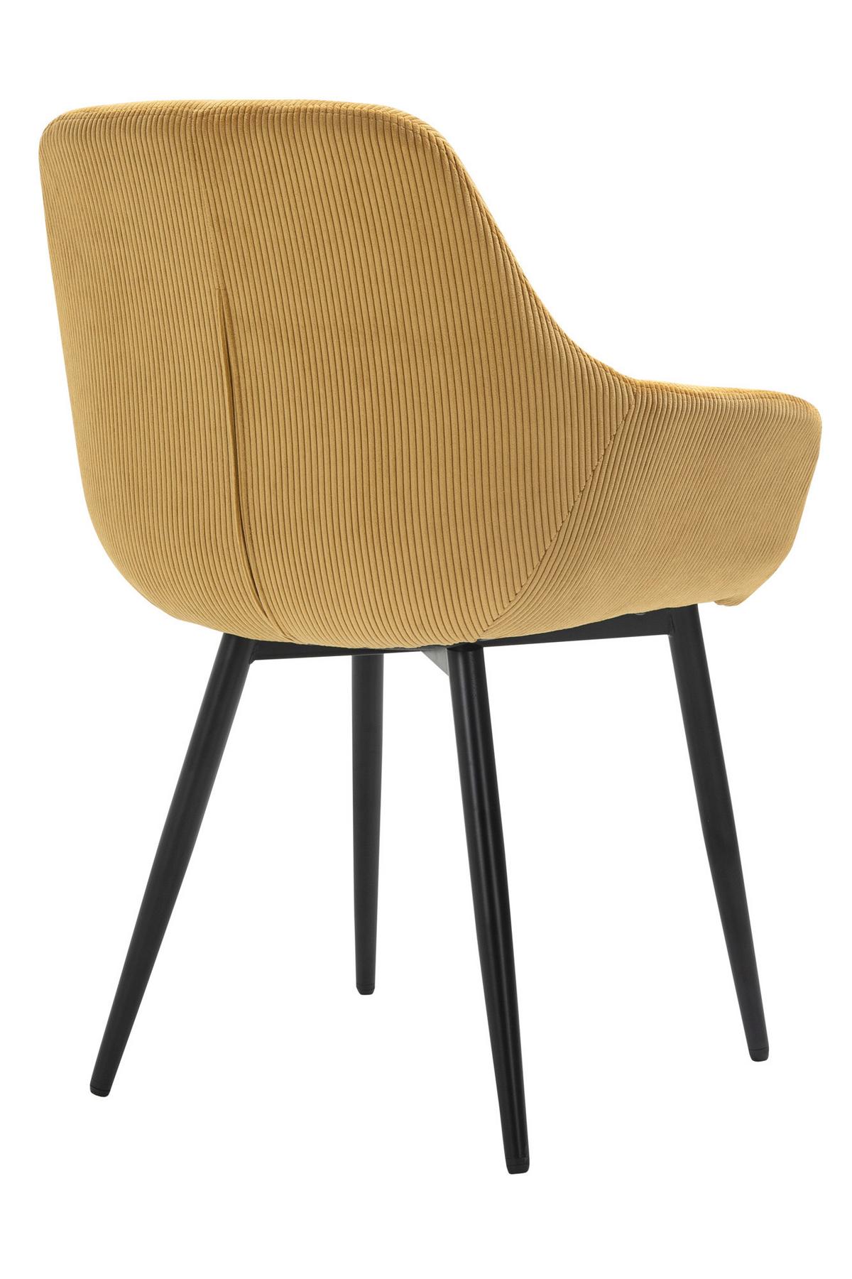 Set Naslanjačev Cord, Zlata, 2-Delni - zlate barve/črna, Moderno, kovina/tekstil (64/86/59cm) - Livetastic