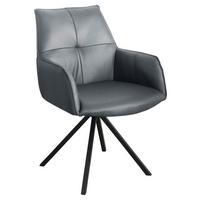 KRZESŁO Z PODŁOKIETNIKAMI NIZZA - antracytowy/czarny, Design, skóra/metal (59,5/87,5/69cm) - Novel