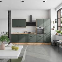 Küchenblock Easytouch High m. Geräten Dunkelgrün - Dunkelgrün/Eichefarben, MODERN, Holzwerkstoff/Metall (330cm) - Nobilia