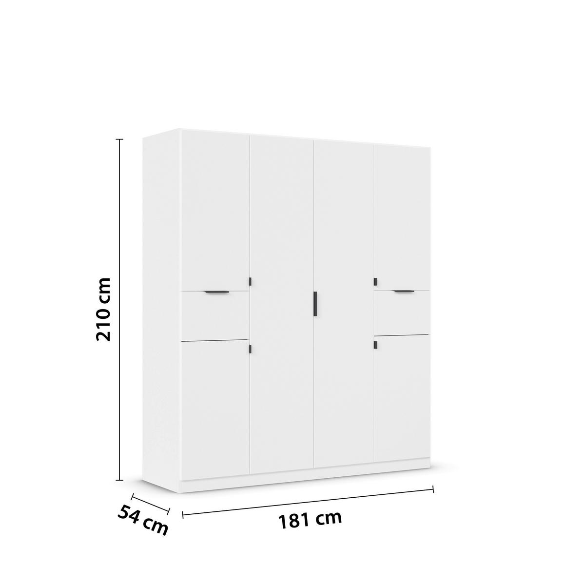 Ormar S Klasičnim Vratima Tiaco - bijela/siva, Moderno, drvni materijal/metal (181/210/54cm) - Modern Living
