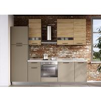 Bucatarie standard LORY - gri-maro/culoare lemn stejar, Modern, metal/material pe bază de lemn (270/240/60cm) - Mömax