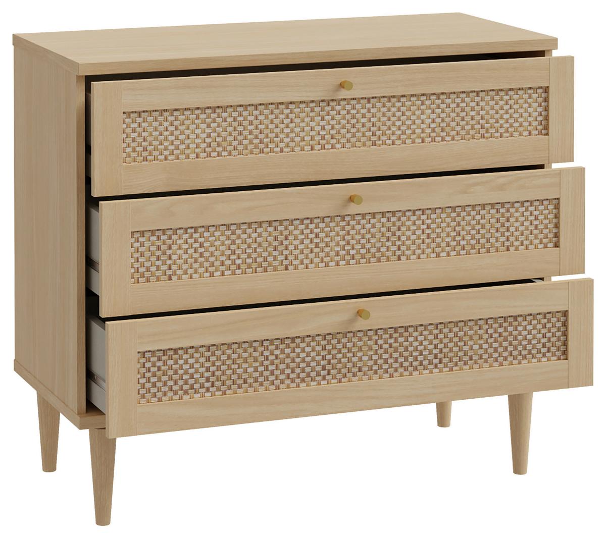 Komoda Calasetta - boje hrasta/zlatne boje, Natur, drvni materijal/metal (90,4/80,1/41,4cm) - Zandiara