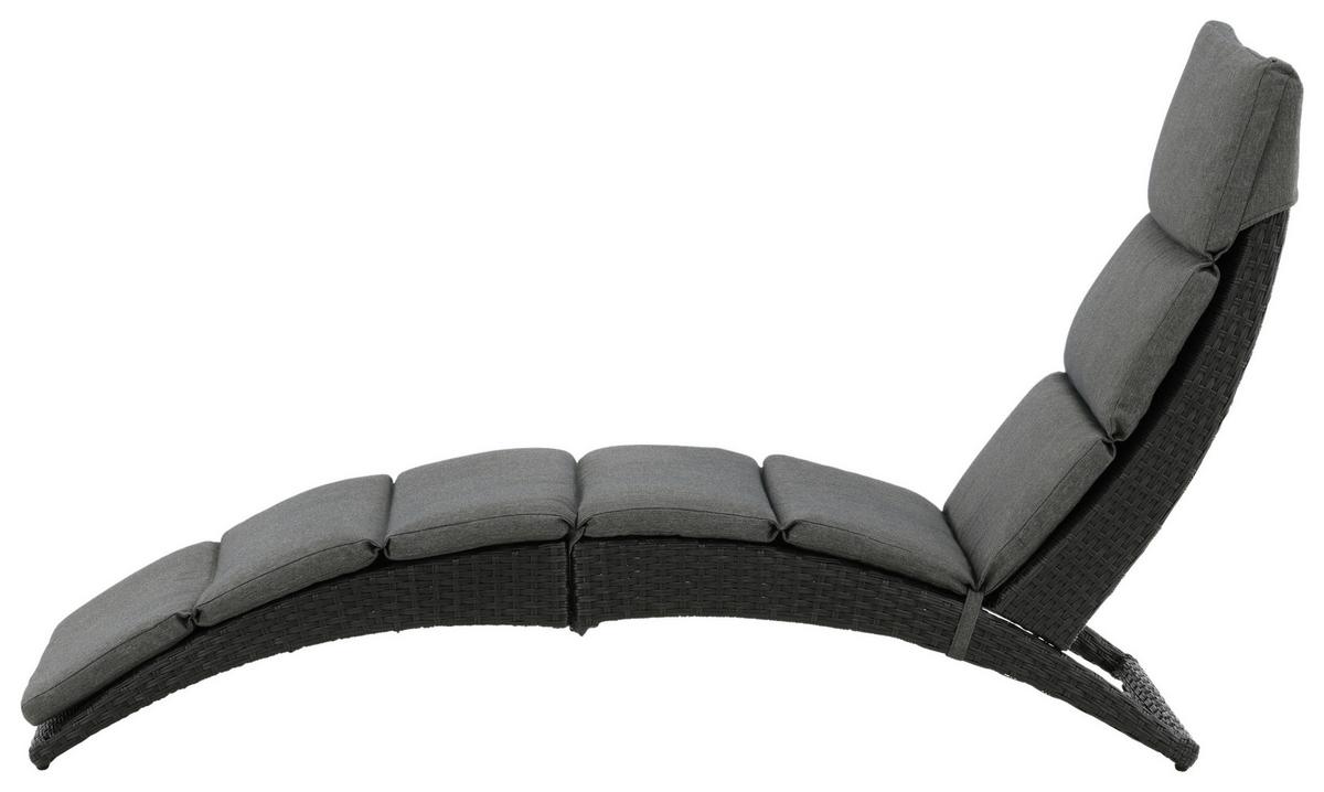 Sonnenliege Archie ca. 64x84x158 cm Schwarz - Schwarz, KONVENTIONELL, Kunststoff (64/84/158cm) - Gardenson