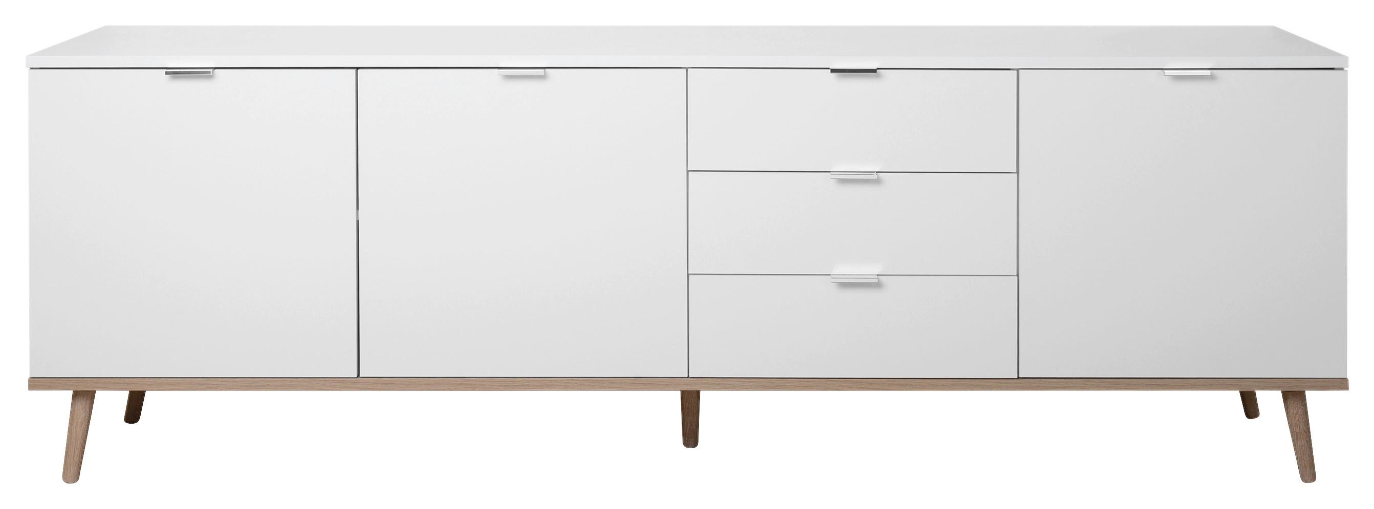 Sideboard "Göteborg 57", weiß/sonoma eiche - Silberfarben/Weiß, KONVENTIONELL, Holz/Holzwerkstoff (200/68/40cm) - MID.YOU