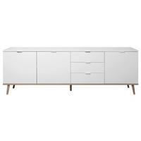 Sideboard "Göteborg 57", weiß/sonoma eiche - Silberfarben/Weiß, KONVENTIONELL, Holz/Holzwerkstoff (200/68/40cm) - MID.YOU