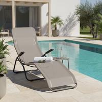 Gartenliege Anco Taupe Stahl - Taupe/Anthrazit, MODERN, Textil/Metall (72,5/103,5/144cm) - Siena Garden