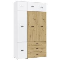 Kleiderschrank Kivo Eiche Artisan/Weiß - Schwarz/Weiß, Basics, Holzwerkstoff/Kunststoff (135/239,40/52,1cm) - Based