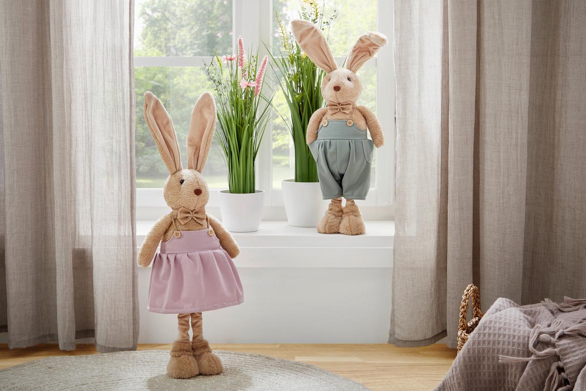 Osterhase Lotta Grün/Hellbraun - Mintgrün, Textil/Stein (22/46-60/11cm) - Mömax