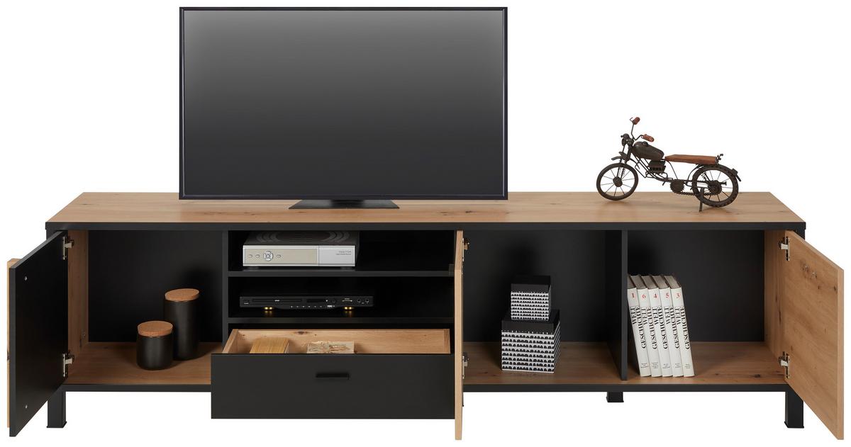 Tv-elem Hayato - fekete, Modern, faalapú anyag/fém (199,2/56,4/42cm) - Mömax