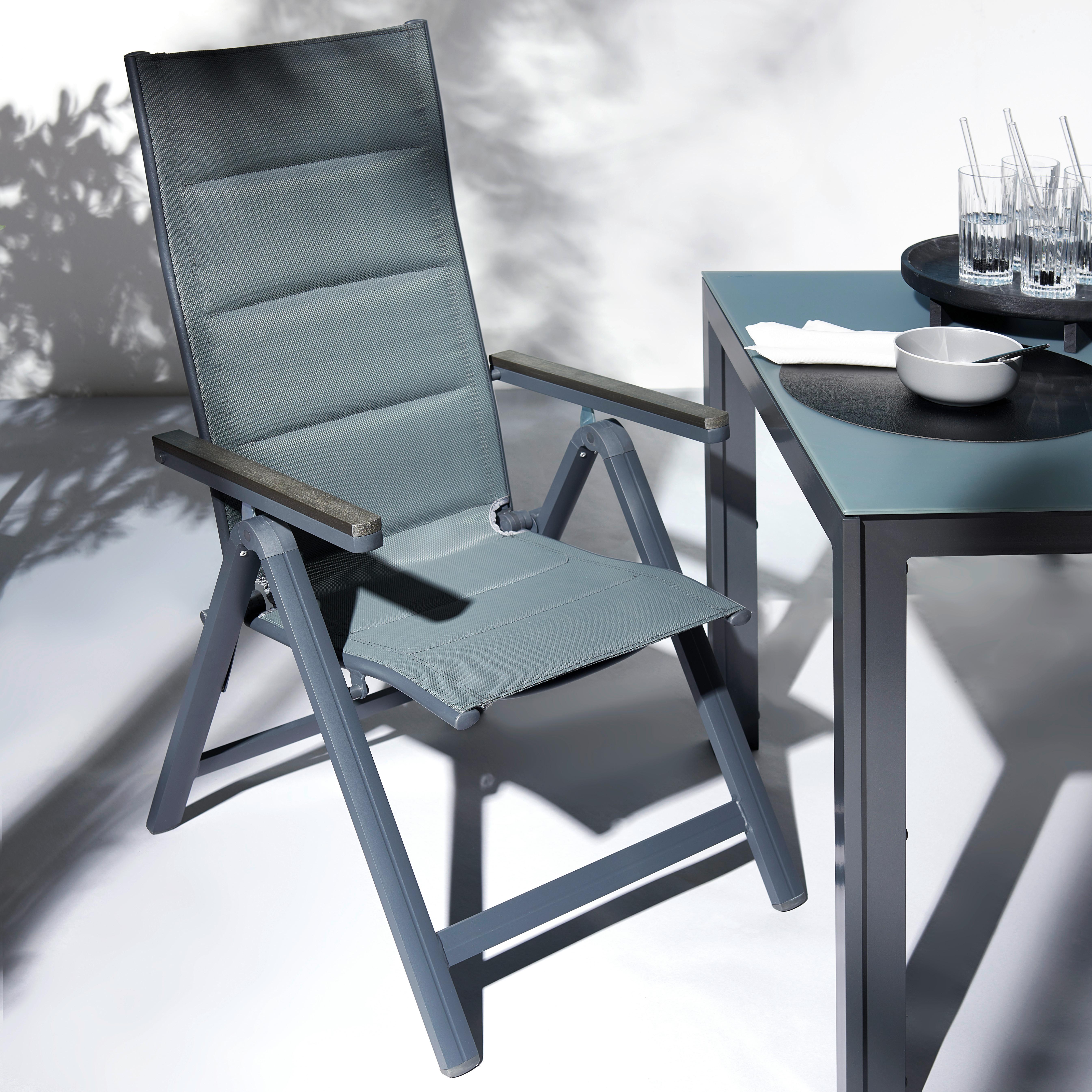 Gartenstuhl Nabila in Dunkelgrau - Dunkelgrau, Modern, Kunststoff/Textil (58/112/68cm) - Modern Living