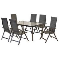 Vrtni Set Trivero, 7-Delni, Rjava, Steklo - siva/barve grafita, Moderno, kovina/tekstil - Gardenson