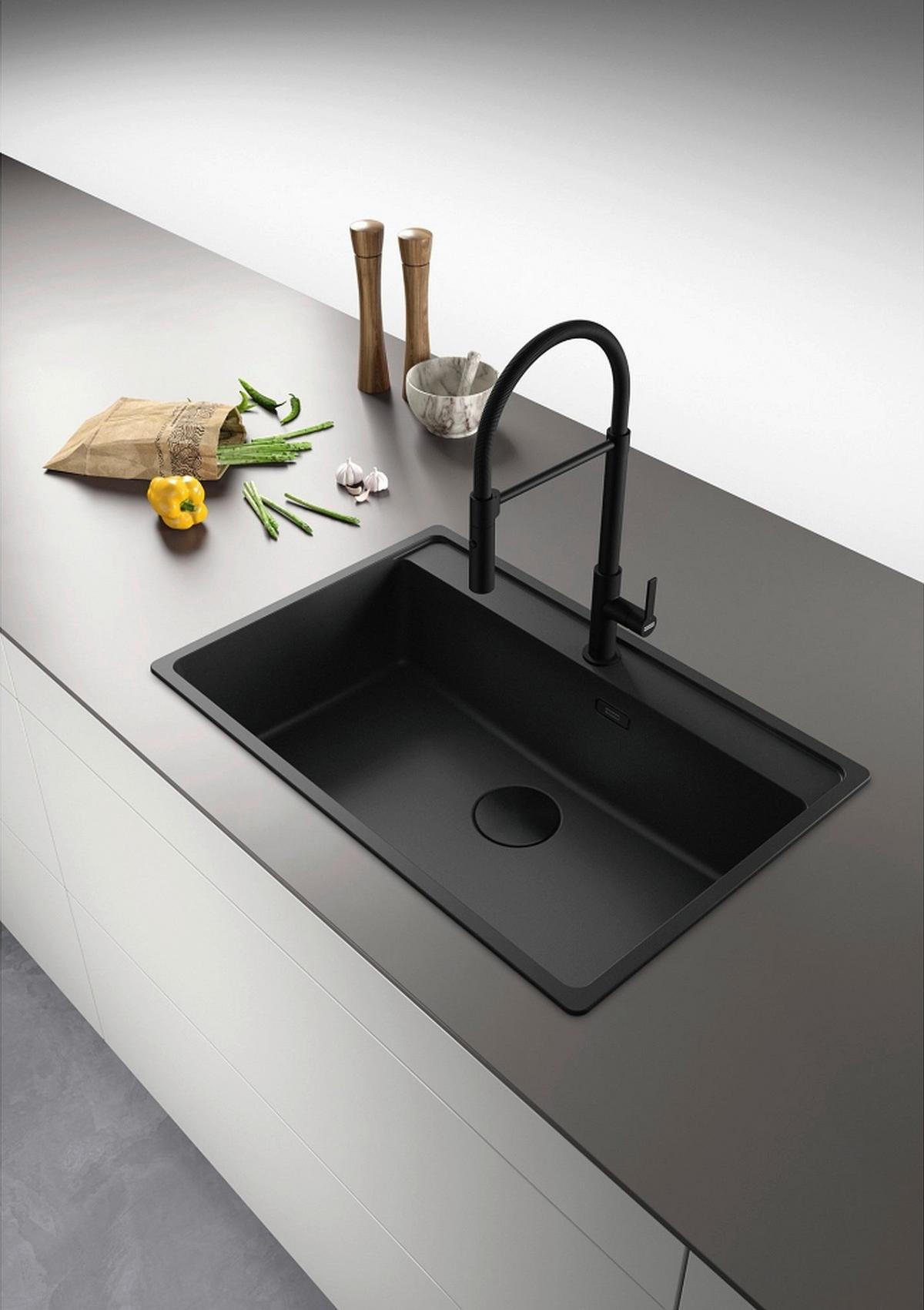 Küchenarmatur 1150728396 Schwarz - Schwarz, MODERN, Metall (49,1cm) - Franke