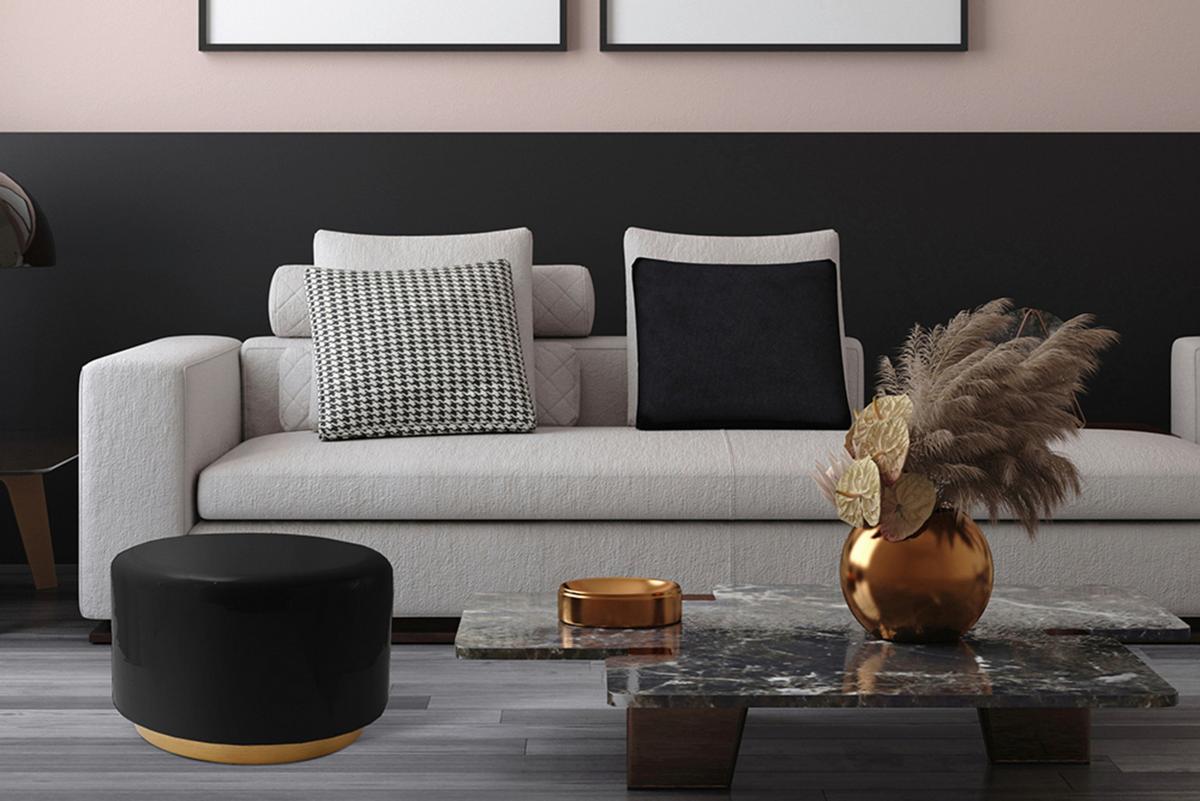 HOCKER ARTISSE 250 - Goldfarben/Schwarz, Design, Metall (51,5/43cm) - Kayoom