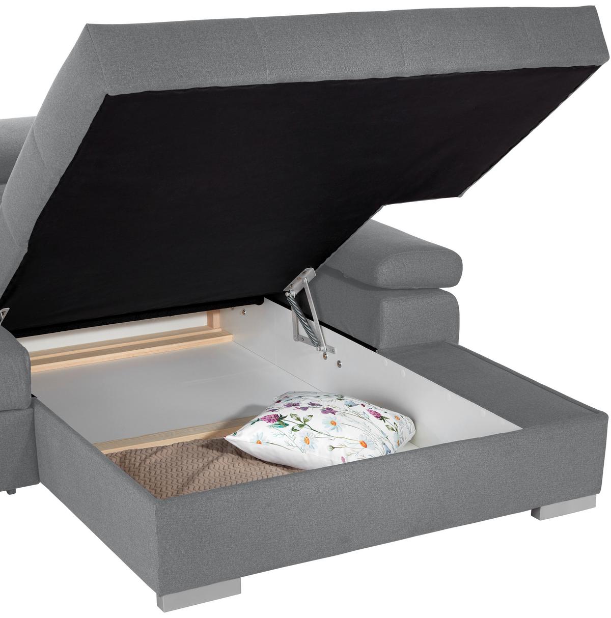 Kutna Garnitura Perry - siva/srebrne boje, Design, tekstil/drvo (292/183cm) - Modern Living