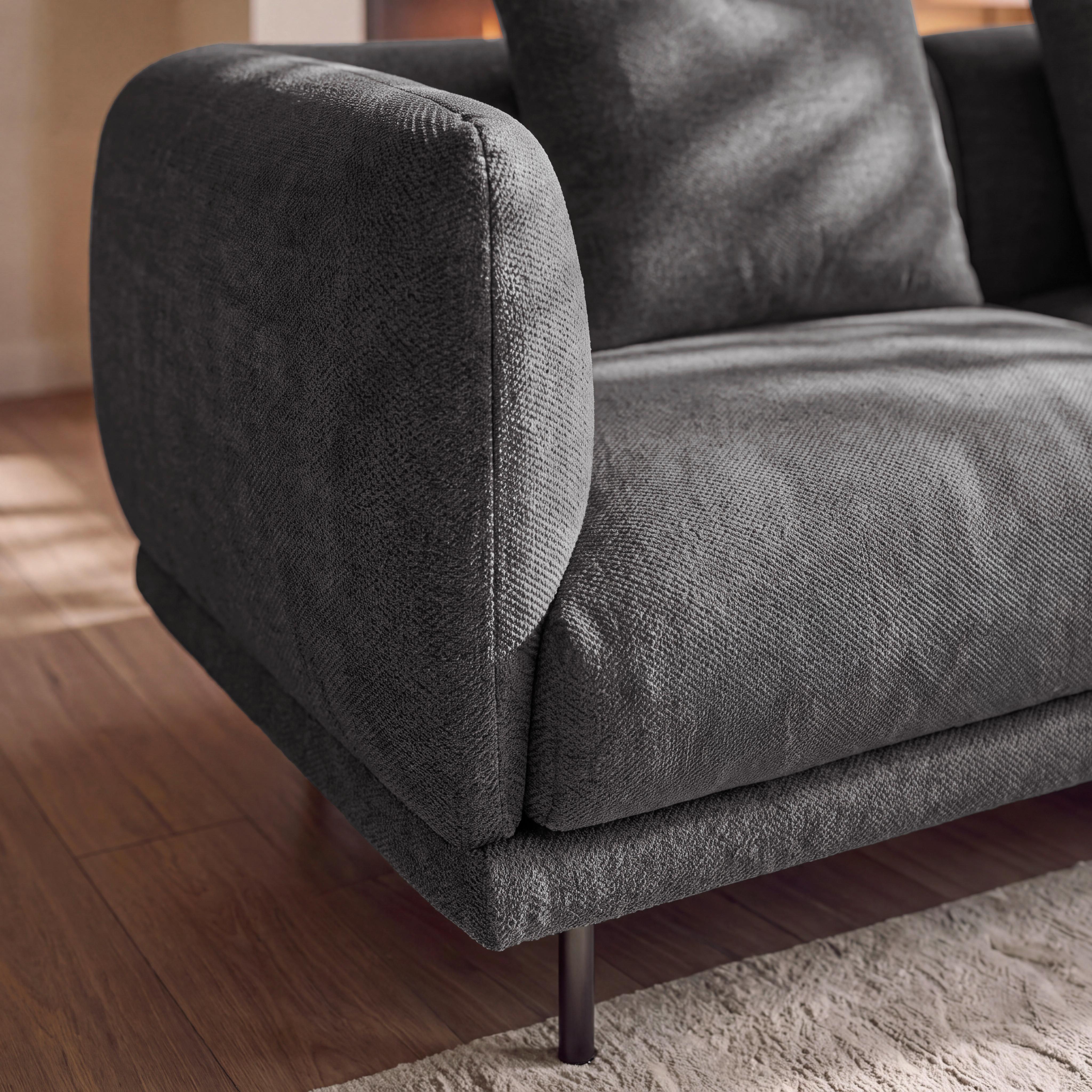 SOFFA CELINA - mörkgrå/svart, Modern, metall/trä (278/175cm) - Bessagi Home
