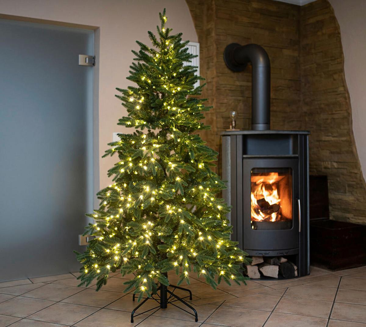 Weihnachtsbaum Evergreen Sherwood Grün H: ca. 210cm - Waldgrün, Basics, Kunststoff (134/210cm)