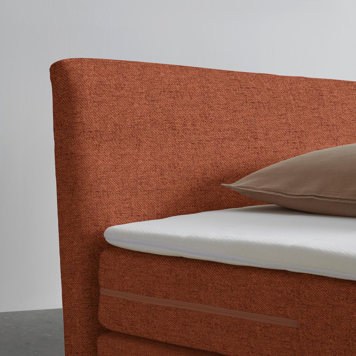 Boxspringbett Bari Terracotta ca. 200x200cm - Terracotta/Schwarz, KONVENTIONELL, Textil/Metall (200/200cm) - Based