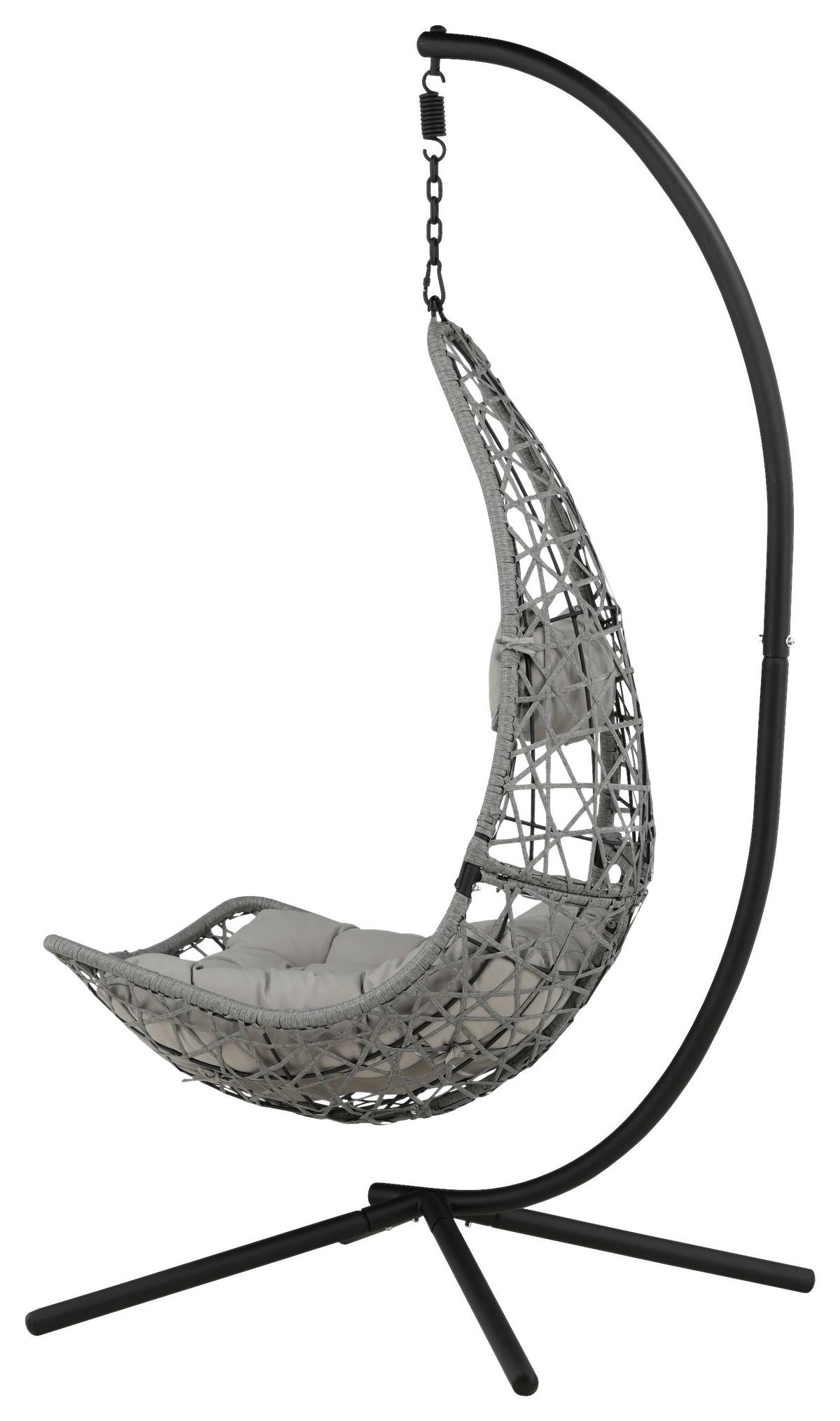 Hängesessel Edinburgh ca. 132x205x130cm Grau/Schwarz - Schwarz/Grau, KONVENTIONELL, Kunststoff (132/205/130cm) - Gardenson