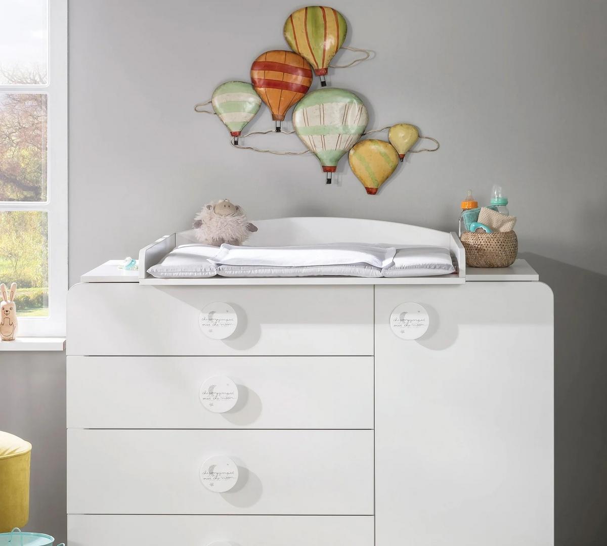 Pelenkázó Rátét Baby Cotton - fehér/szürke, Lifestyle, faalapú anyag/textil (82/13/74cm)