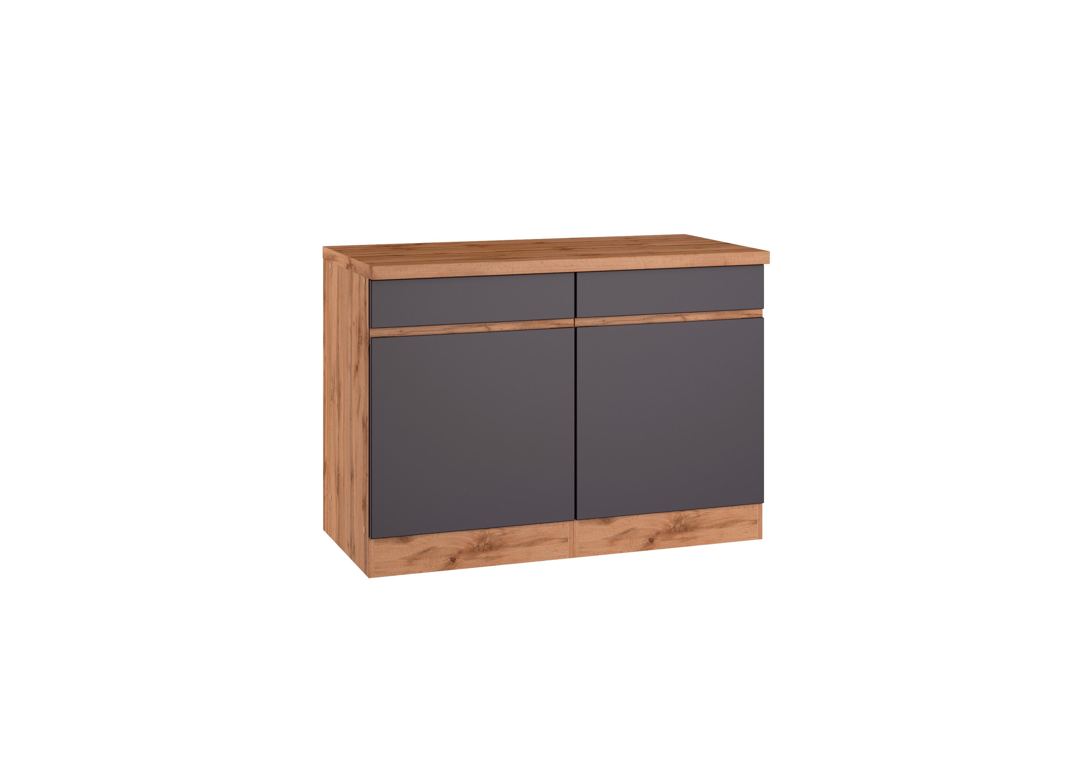 Küchenunterschrank Turin ca. 120x86 cm Grau/Wotaneiche - Eiche Wotan/Grau, Design, Holzwerkstoff (120/86/60cm) - Held