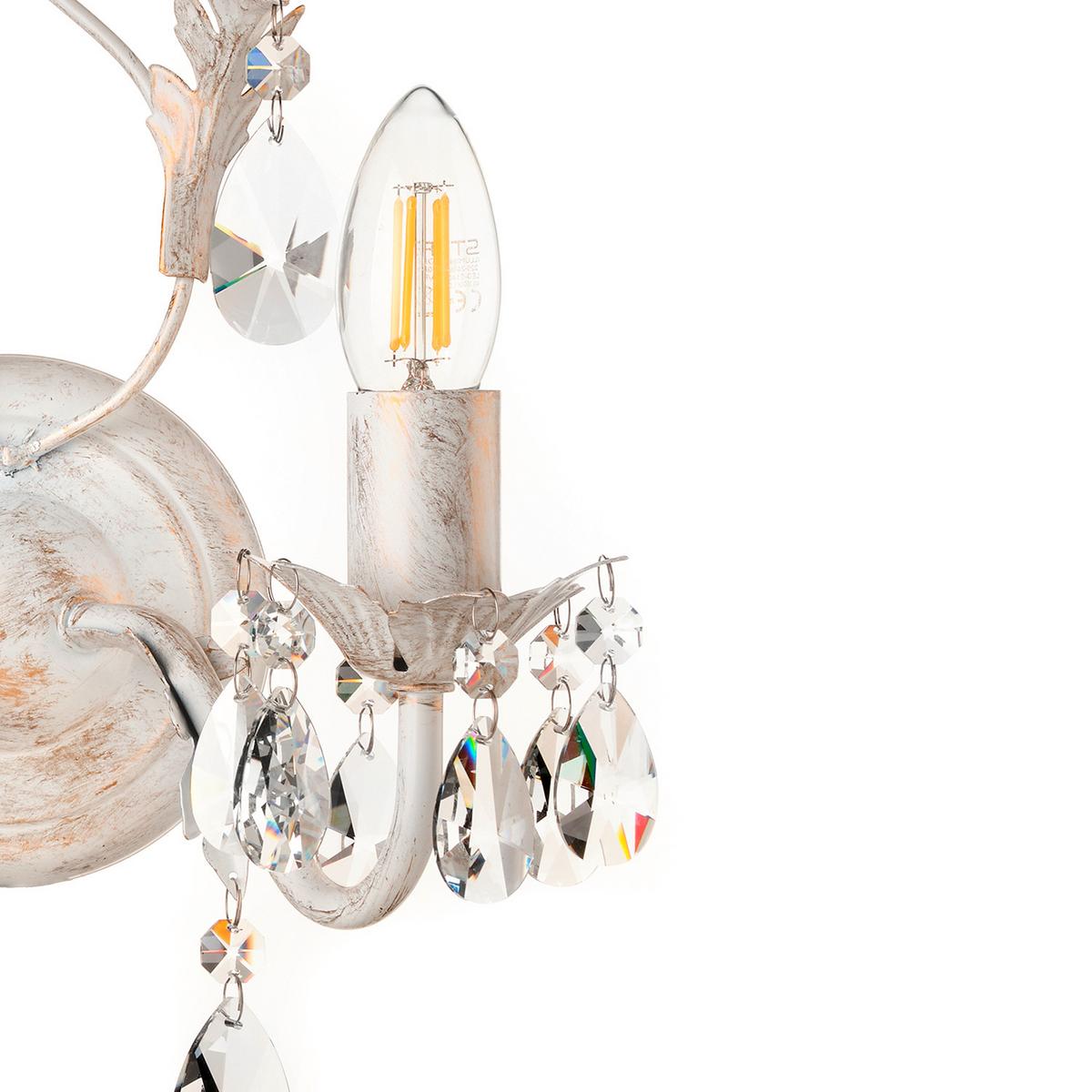 Wandleuchte Teresa Weiß max. 6 Watt - KONVENTIONELL, Glas/Metall (30/20cm)