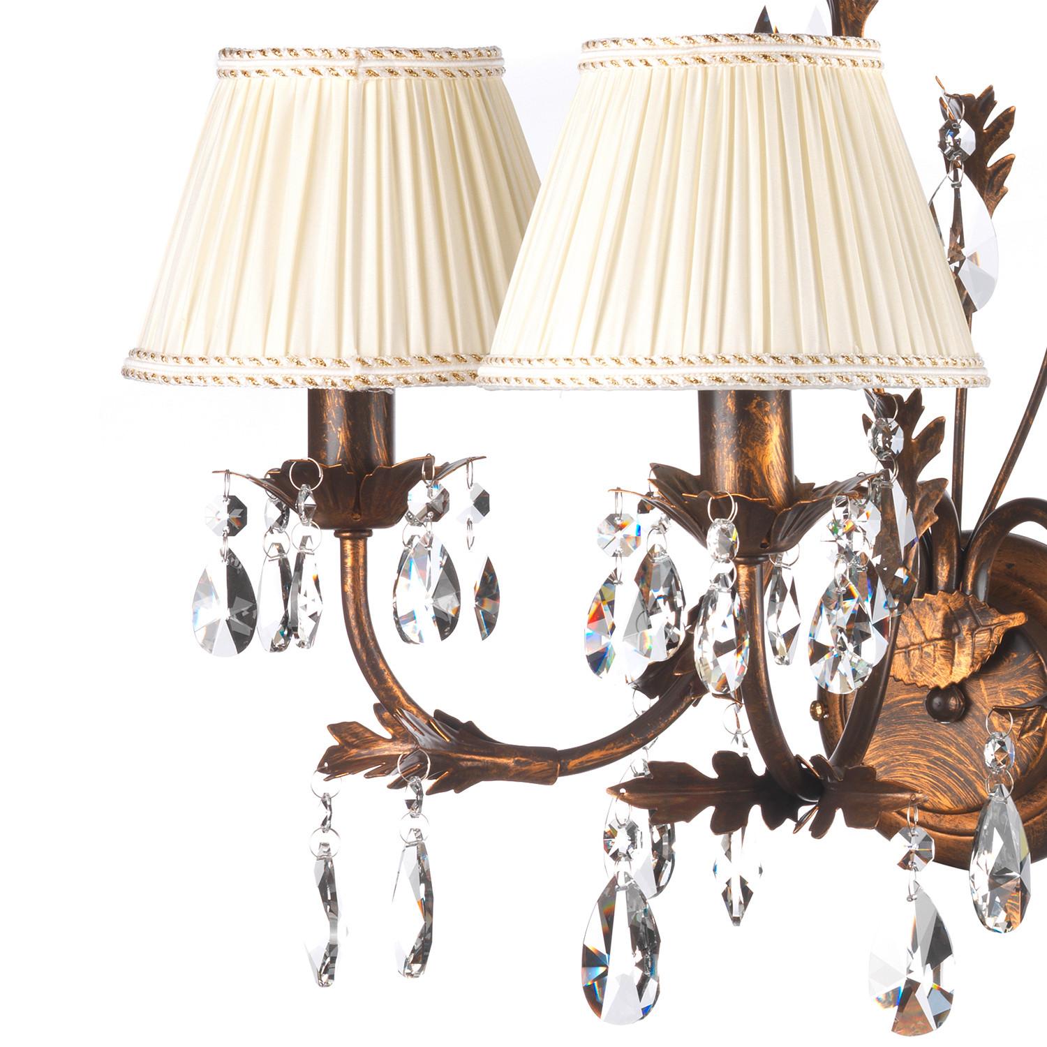 Wandleuchte Karen Bronzefarben max. 6 Watt - Bronzefarben, KONVENTIONELL, Glas/Textil (53/52cm)