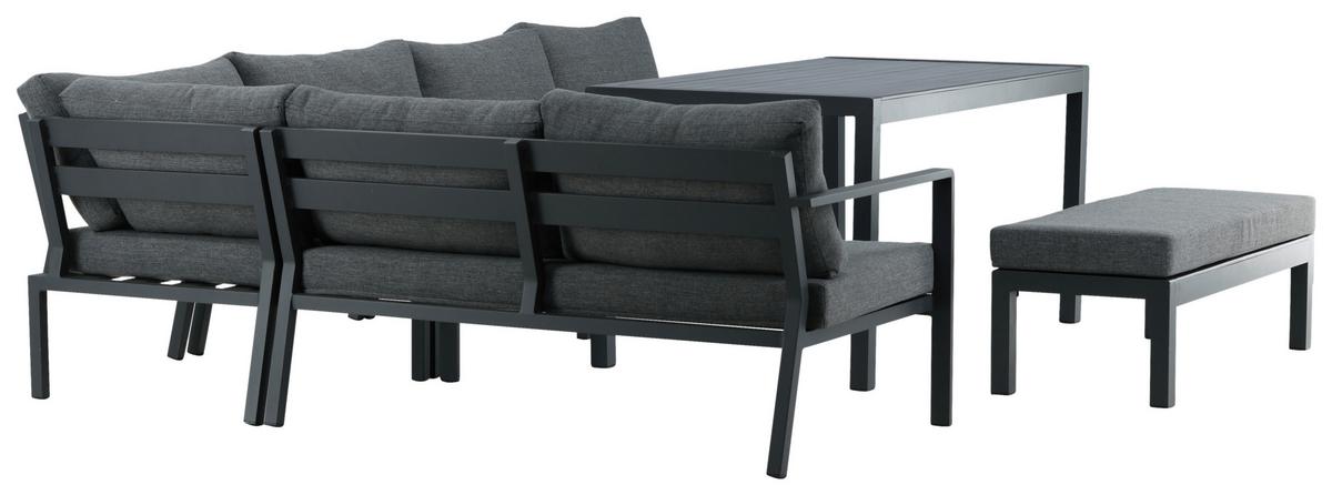 DINING-LOUNGESET RAMOS - Schwarz/Grau, KONVENTIONELL, Textil/Metall (294/210cm) - Gardenson