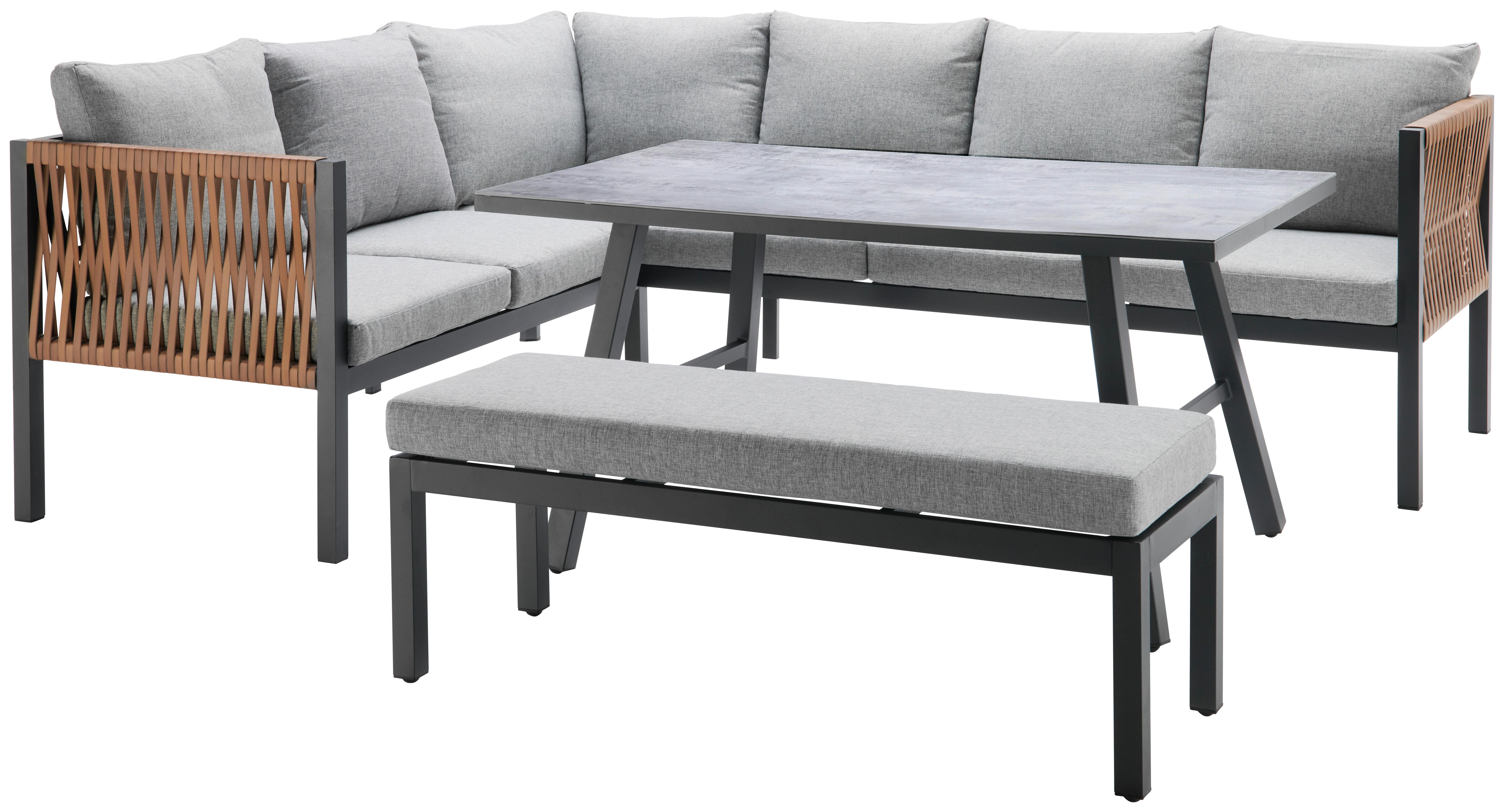 Baštenska Garnitura Laurenz - tamnosiva/siva, Moderno, metal/tekstil (135/81/68cm) - Mömax